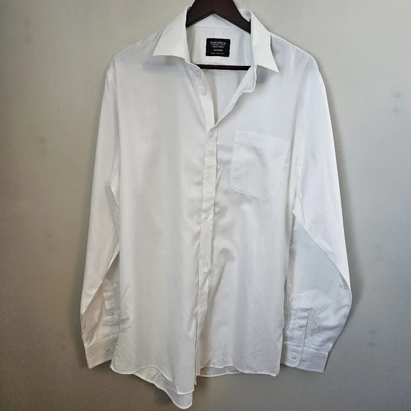 Nordstrom White Button Down Shirt 16 1/2 36-37 Business Casual Neutral - Picture 10 of 10
